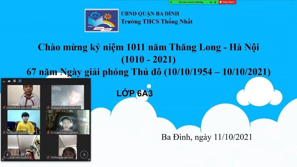 Trường trung học cơ sở Thống Nhất Chào mừng kỷ niệm 67 năm Ngày giải phóng Thủ đô (10/10/1954 – 10/10/2021)