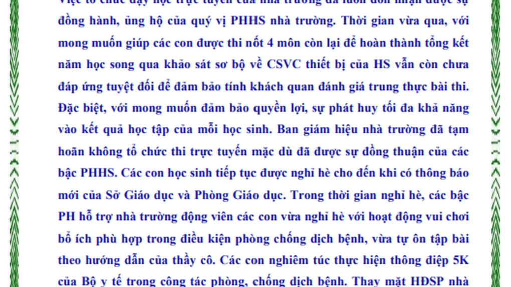 Thư ngỏ Trường THCS Thống Nhất gửi các bậc Phụ huynh học sinh khối 6, 7, 8