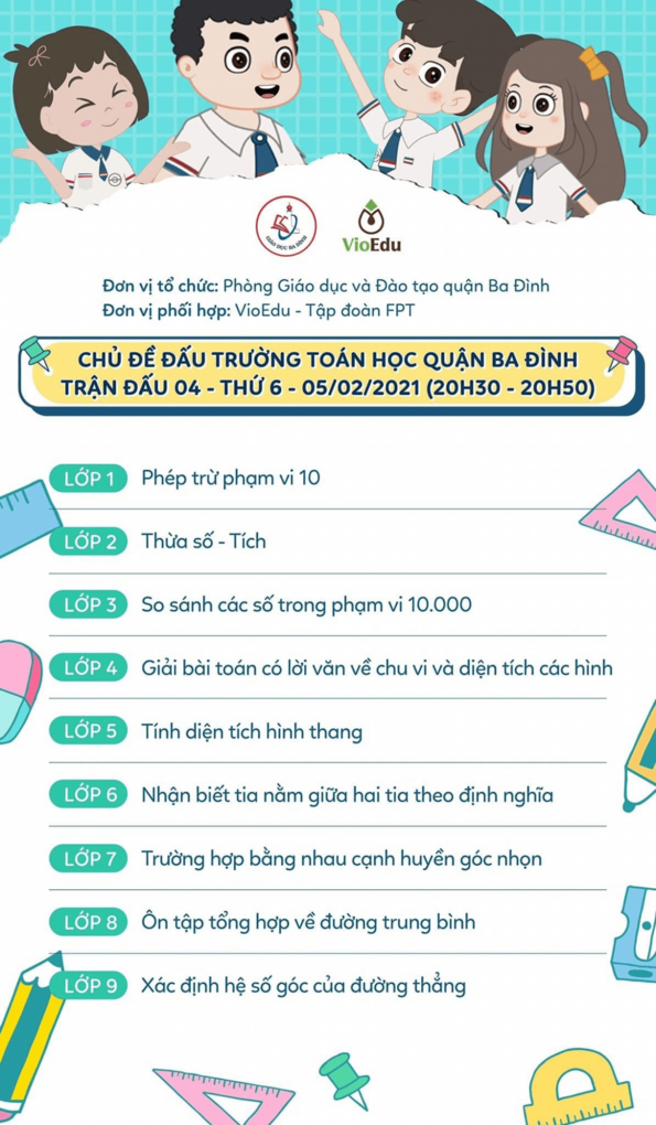 Chủ đề vòng sơ loại số 4 - Đấu trường Toán học Quận Ba Đình