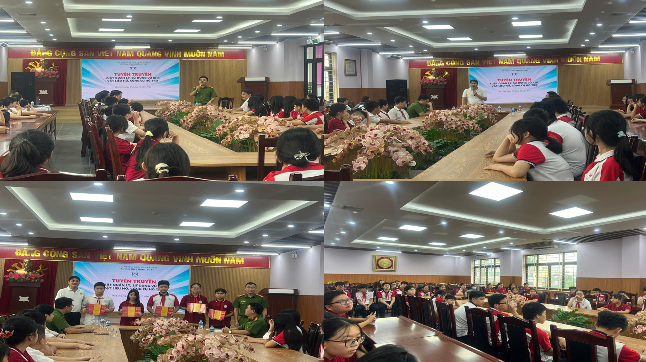 Trường THCS Thống Nhất phối hợp cùng Công an phường Đội Cấn tổ chức “Tuyên truyền Luật quản lý, sử dụng vũ khí, vật liệu nổ và công cụ hỗ trợ”
