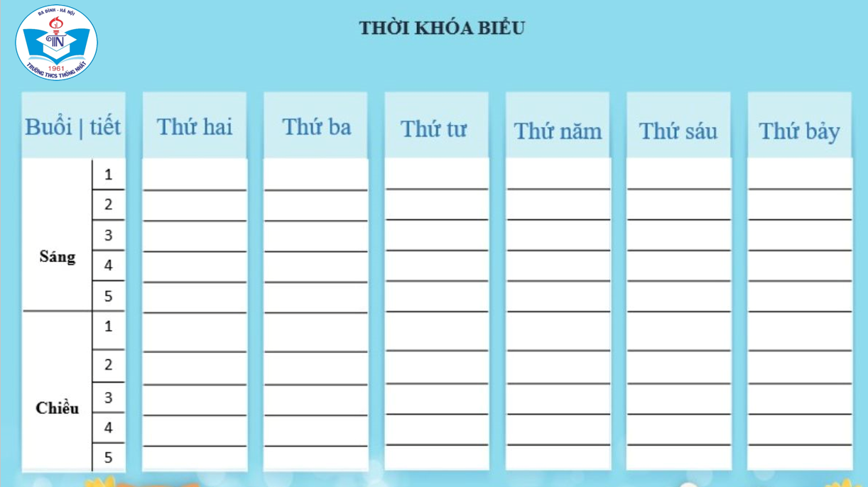 Thời khóa biểu số 5 năm học 2024 - 2025