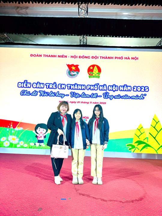 Thiếu nhi Trường THCS Thống Nhất tham gia Diễn đàn Trẻ em Thành phố Hà Nội năm 2025