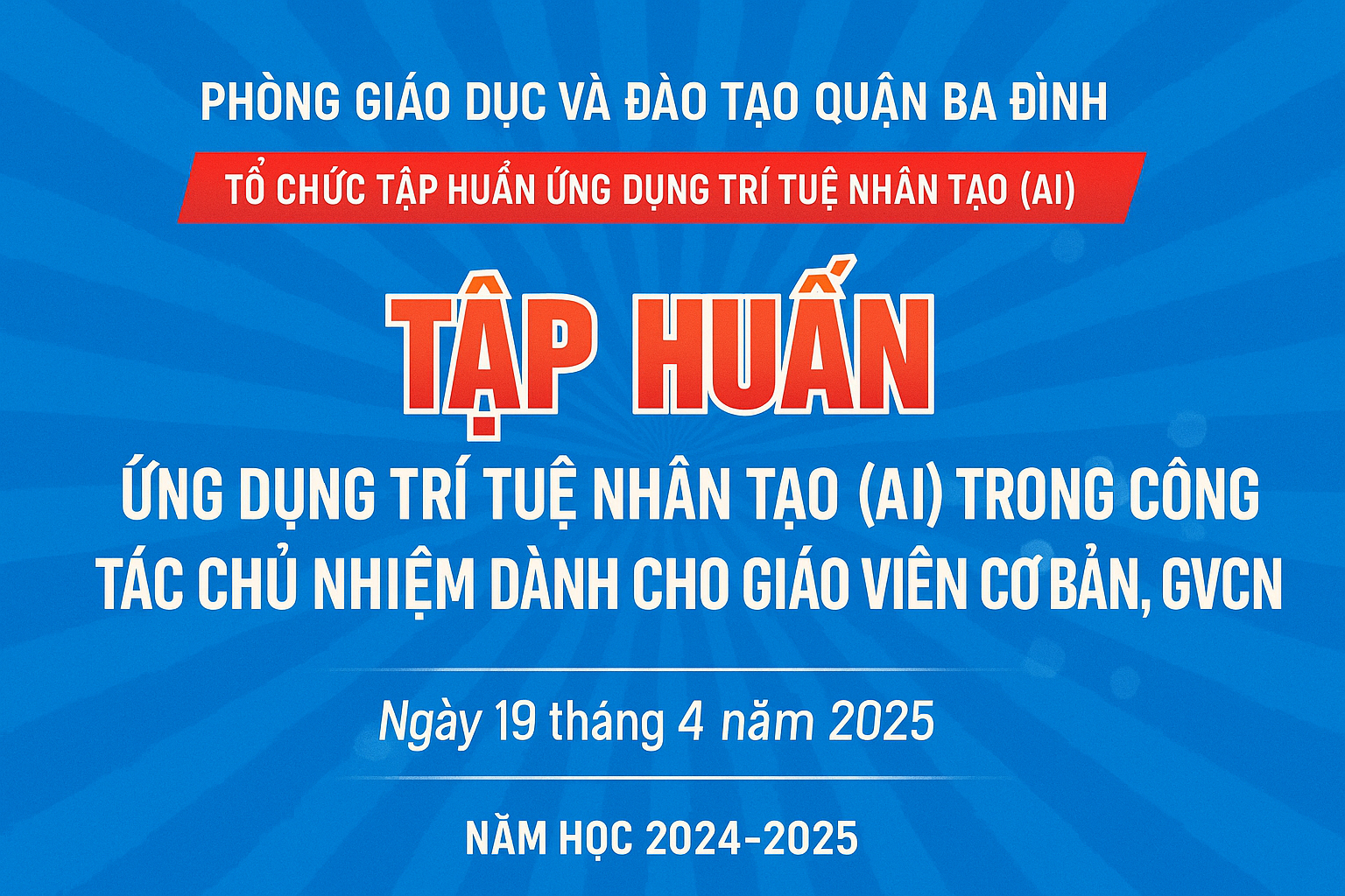 Trường THCS Thống Nhất tham dự tập huấn ứng dụng trí tuệ nhân tạo (AI) trong công tác chủ nhiệm do Phòng Giáo dục – Đào tạo quận Ba Đình tổ chức