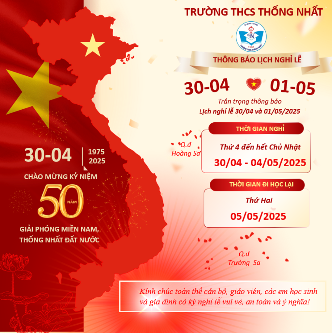 Thông báo Lịch nghỉ lễ 30/4-1/5