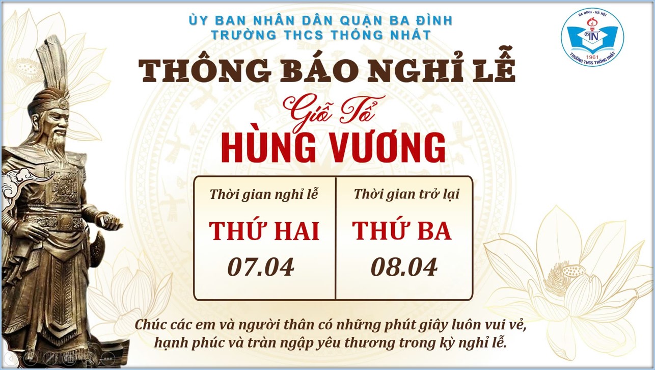 Thông báo nghỉ Lễ Giỗ Tổ Hùng Vương