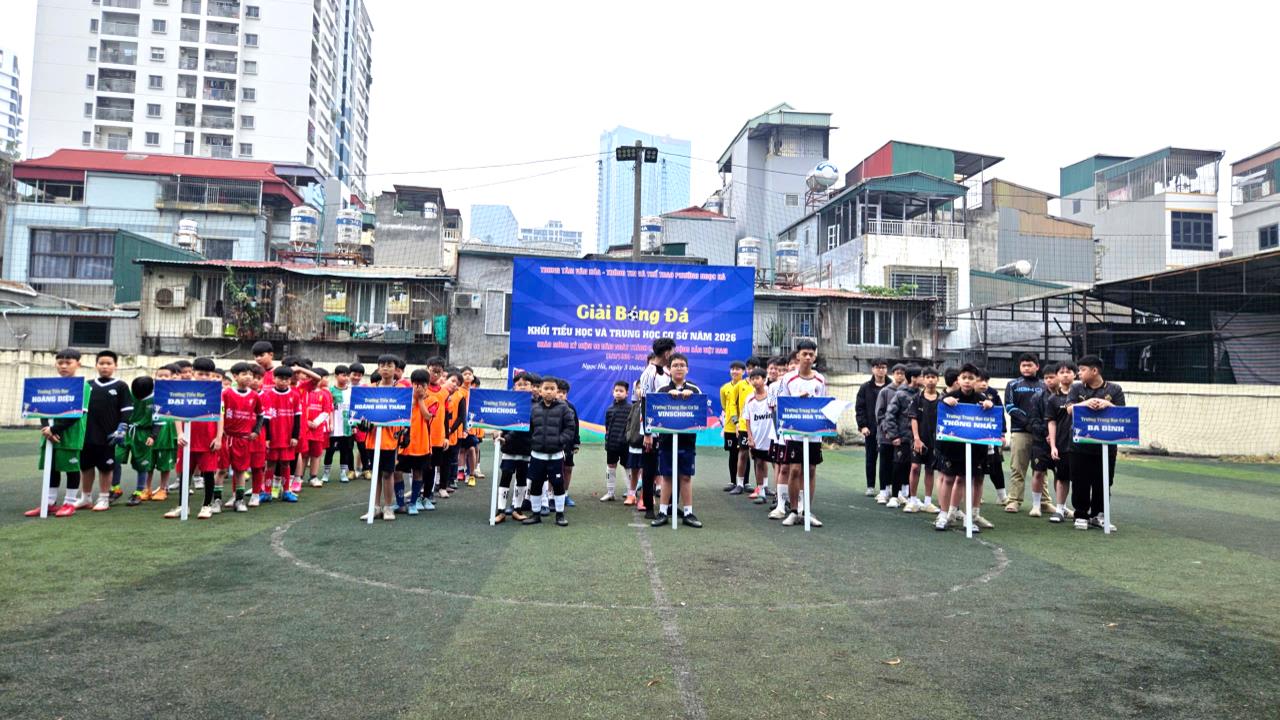 Giải bóng đá khối THCS phường Ngọc Hà năm học 2025 – 2026: Học sinh THCS Thống Nhất tự tin, quyết tâm thi đấu