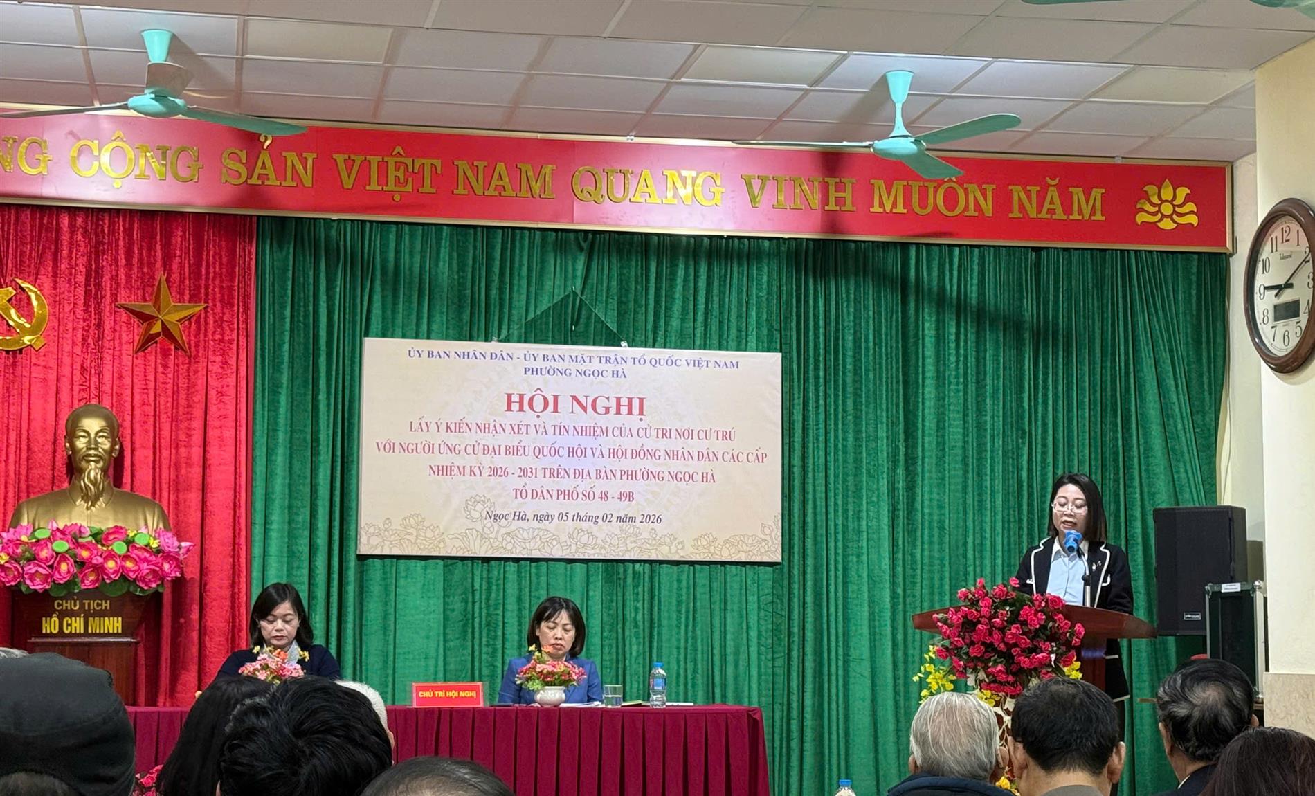 Hội nghị lấy ý kiến nhận xét và tín nhiệm cử tri nơi cư trú và ứng cử đại biểu Hội đồng Nhân dân phường Ngọc Hà nhiệm kỳ 2026 - 2031 đối với đồng chí Nguyễn Quốc Dương – Bí thư chi bộ, Hiệu trưởng trường THCS Thống Nhất